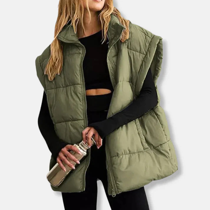 Tessa - Gilet trapuntato largo con collo alto