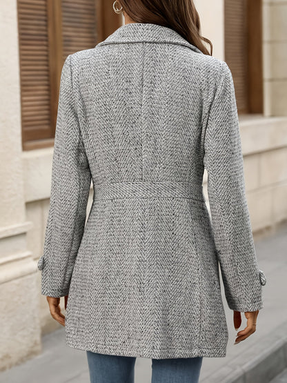 Cappotto da Donna in Lana Spigata con Vita Segnata