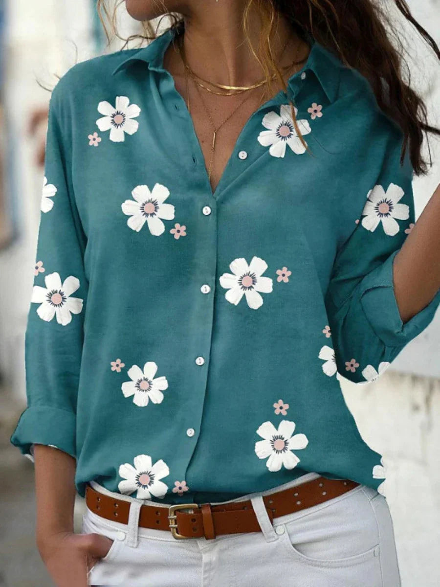 Blusa Floreale a Maniche Lunghe da Donna