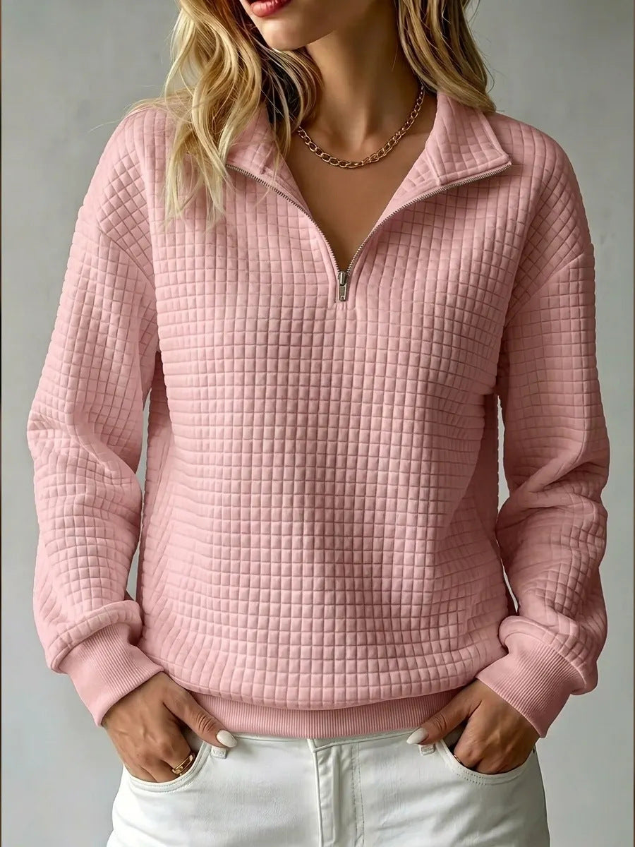 Felpa Trapuntata con Mezza Zip da Donna