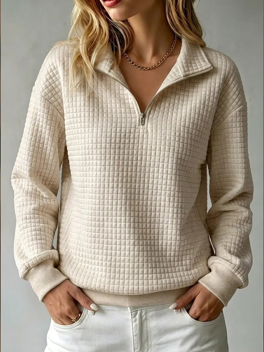 Felpa Trapuntata con Mezza Zip da Donna