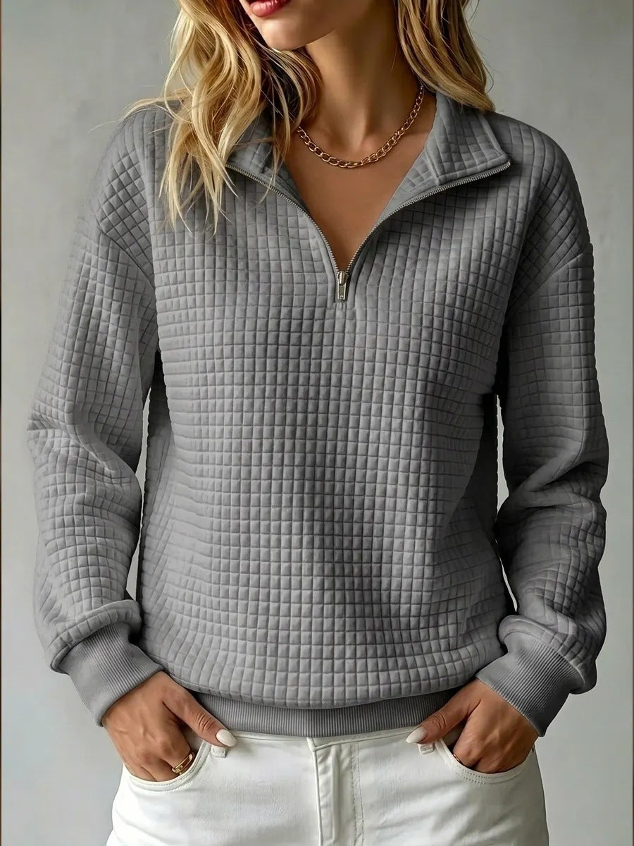 Felpa Trapuntata con Mezza Zip da Donna