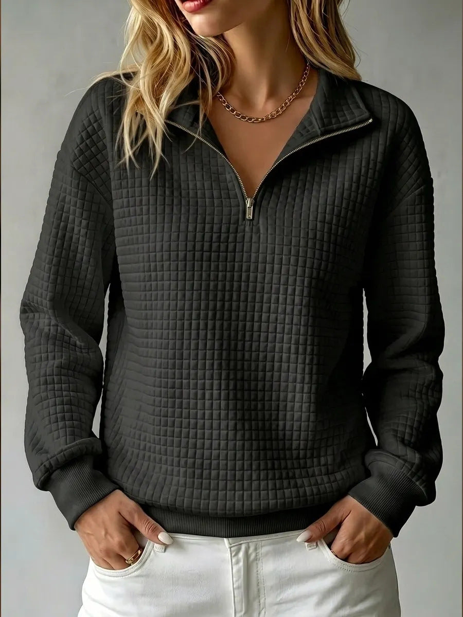 Felpa Trapuntata con Mezza Zip da Donna