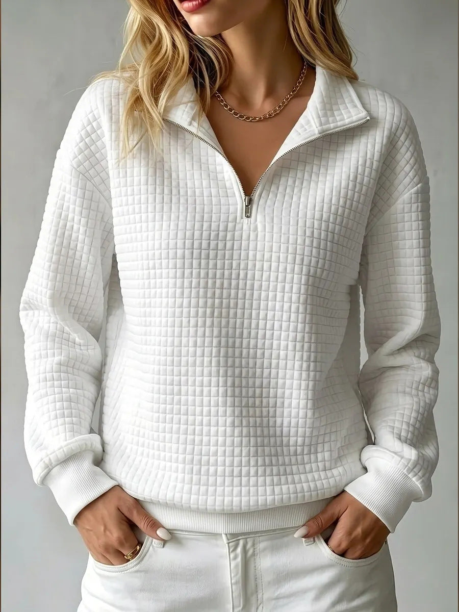 Felpa Trapuntata con Mezza Zip da Donna