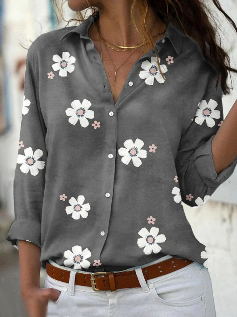 Blusa Floreale a Maniche Lunghe da Donna