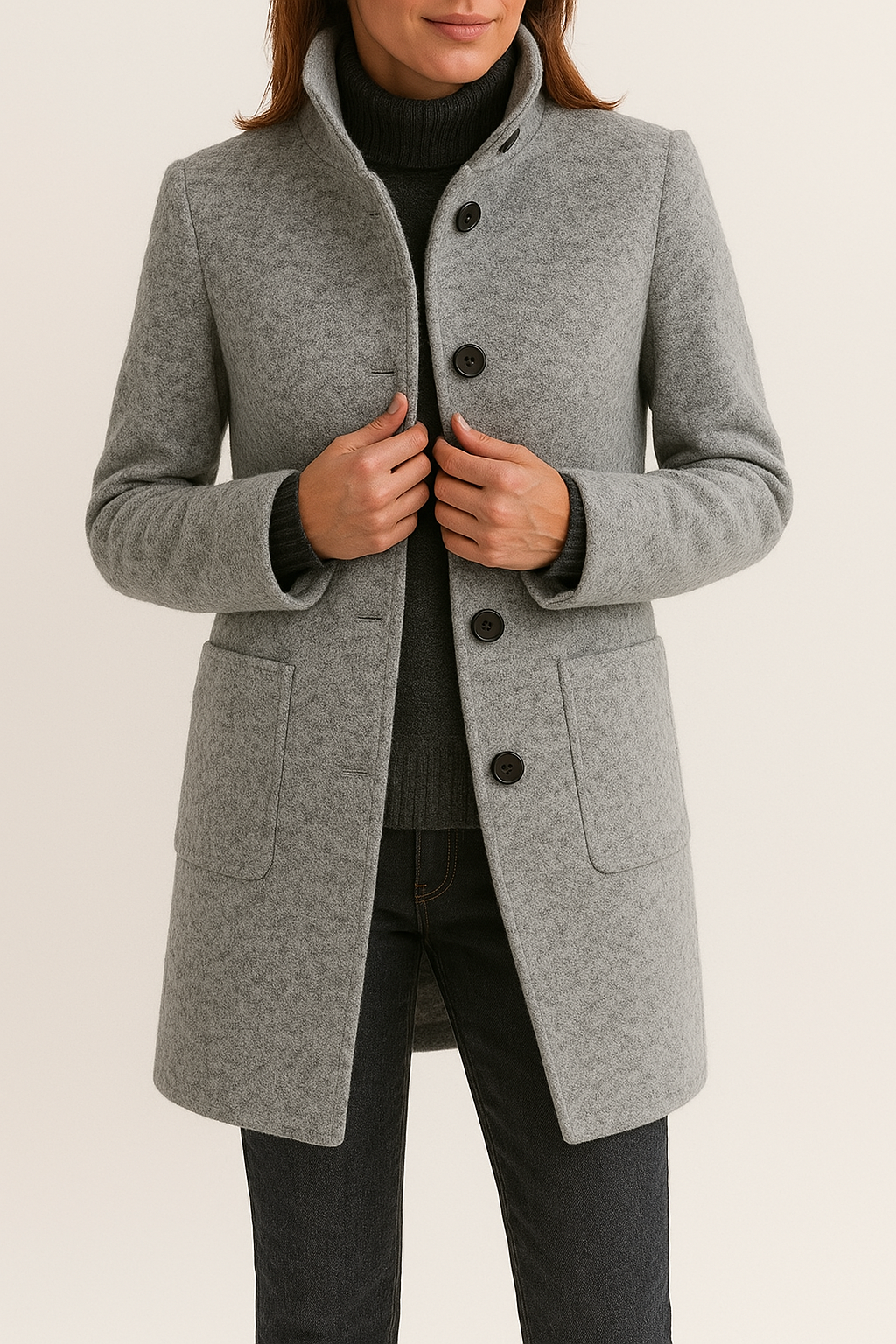 Cappotto da Donna in Lana con Collo Alto