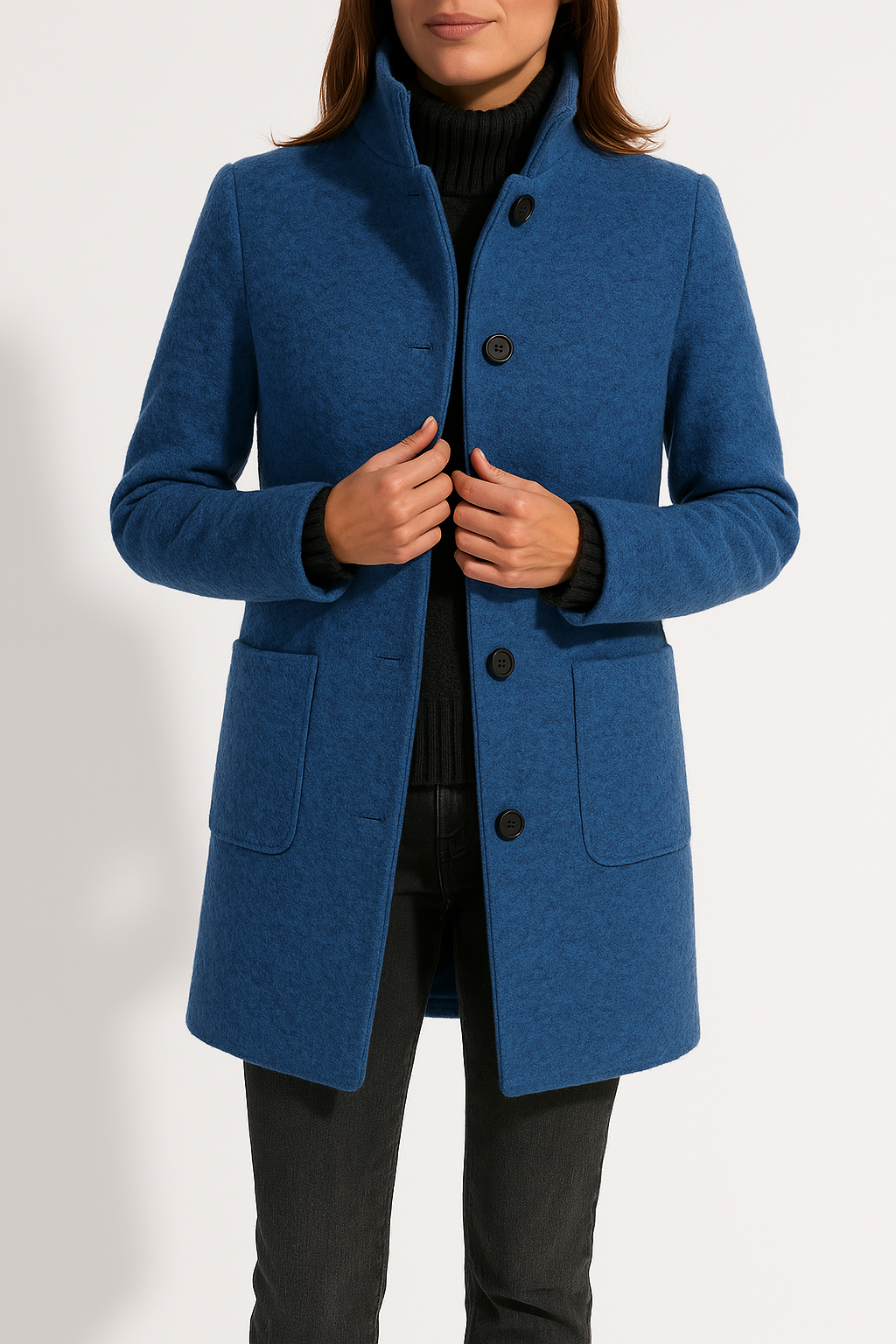 Cappotto Sartoriale da Donna in Misto Lana con Collo Alto