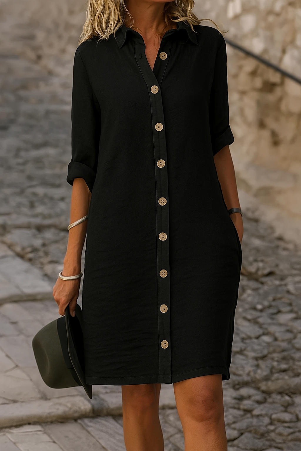 Abito Primaverile Elegante con Scollo a V da Donna