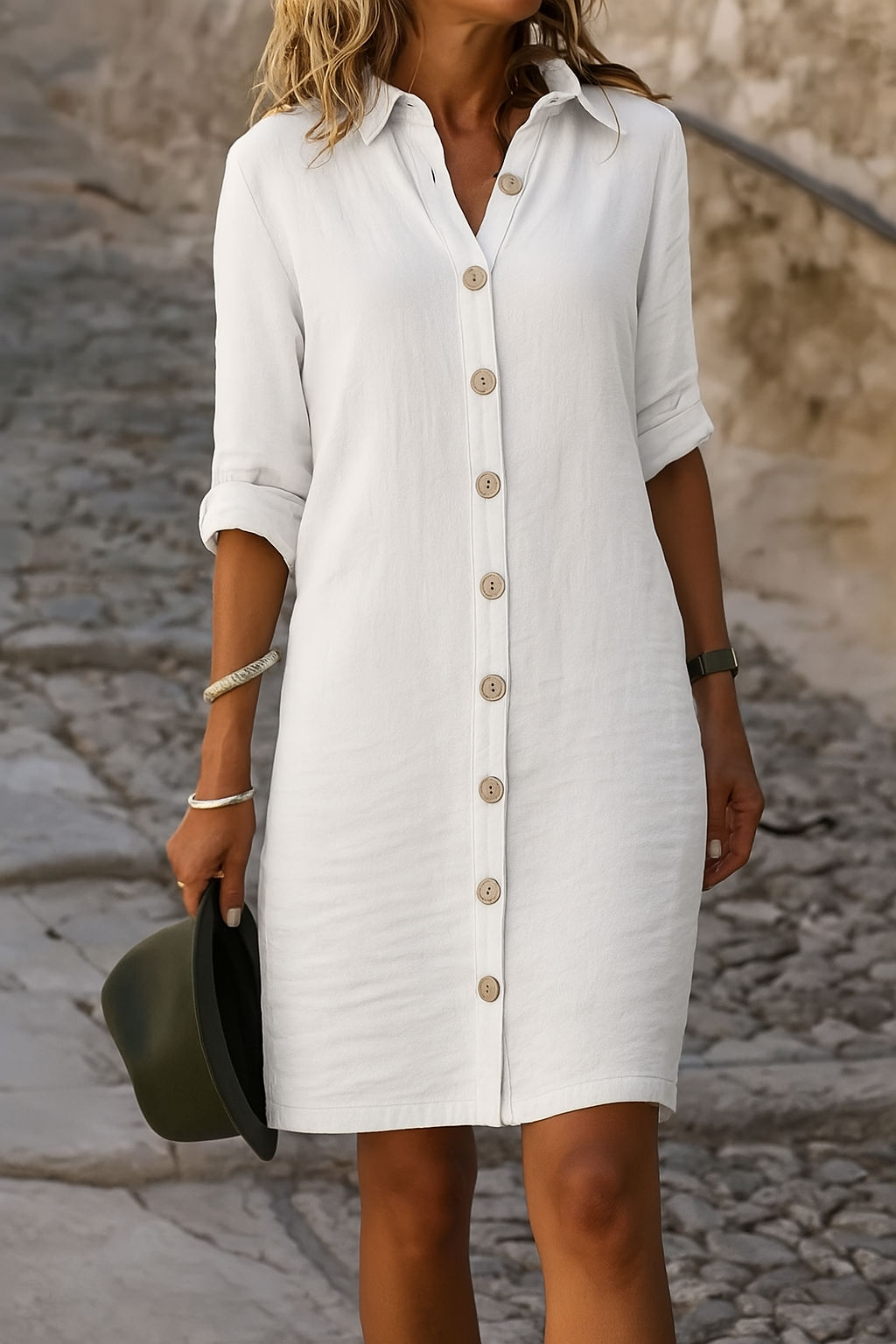 Abito Primaverile Elegante con Scollo a V da Donna