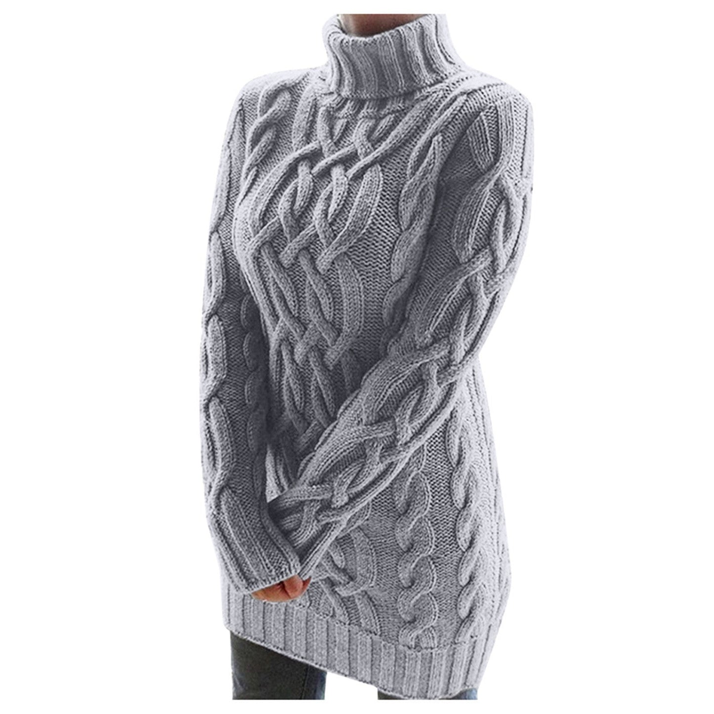 Silvestra - Vestito maglione a collo alto lavorato a trecce