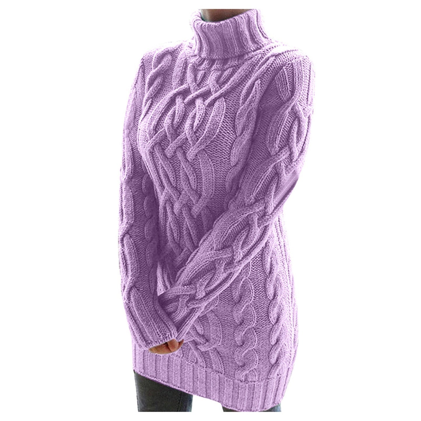 Silvestra - Vestito maglione a collo alto lavorato a trecce