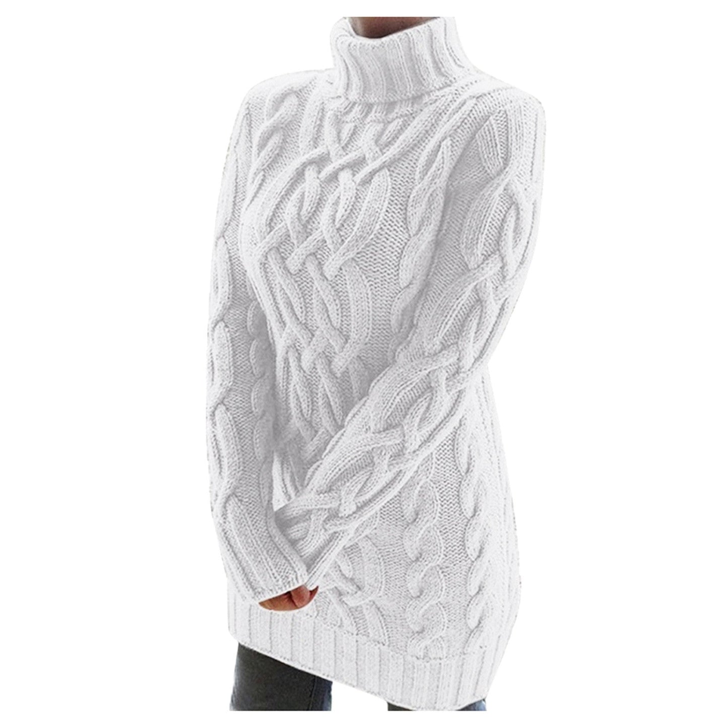 Silvestra - Vestito maglione a collo alto lavorato a trecce