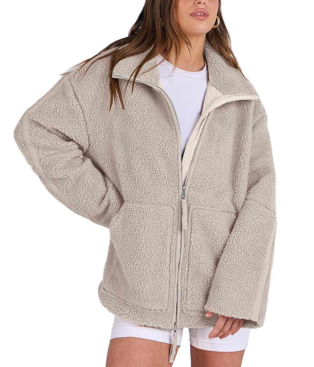 Darcie - Giacca in pile larga con zip