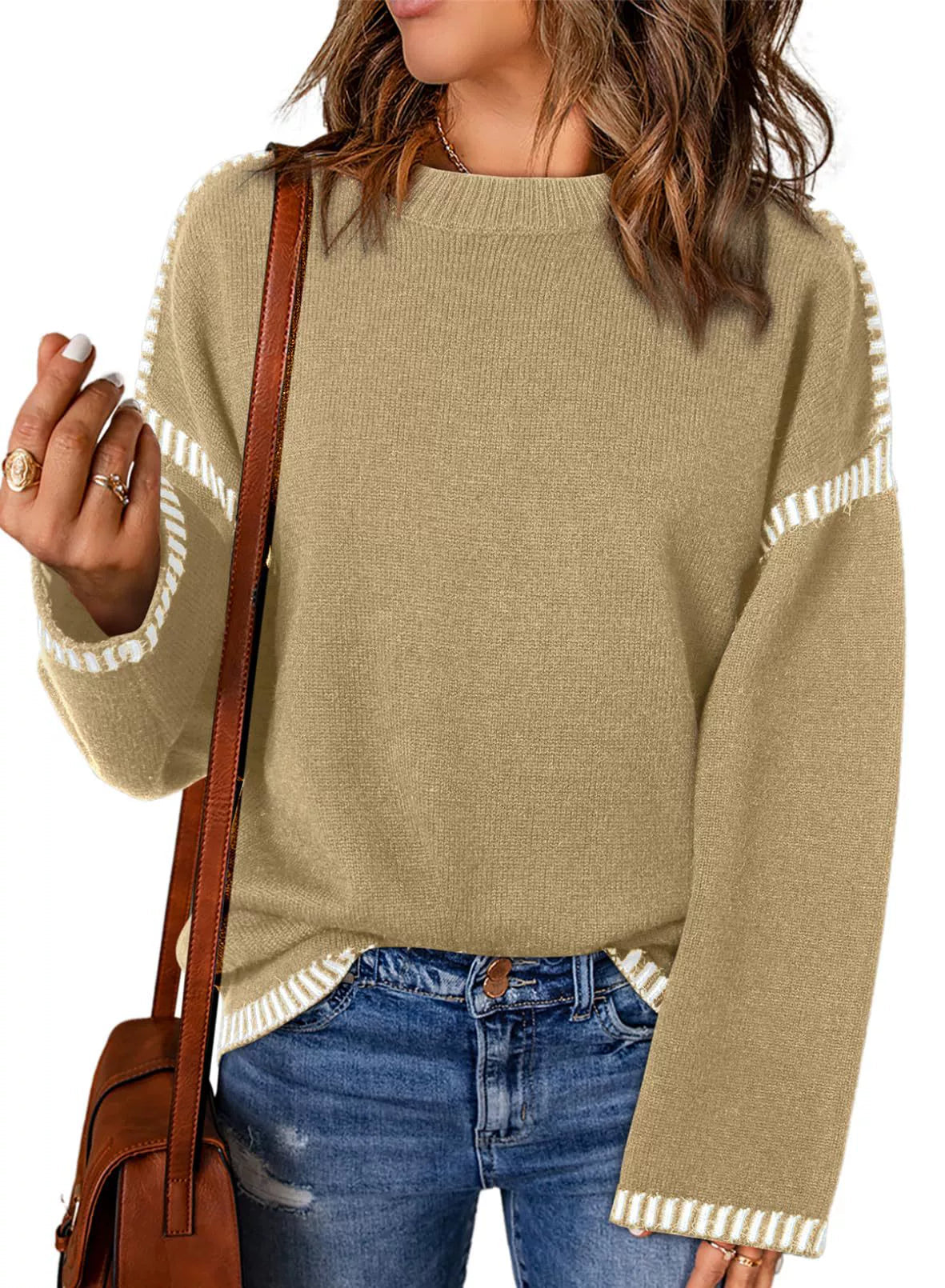 Zevina - Comodo maglione oversize a trecce