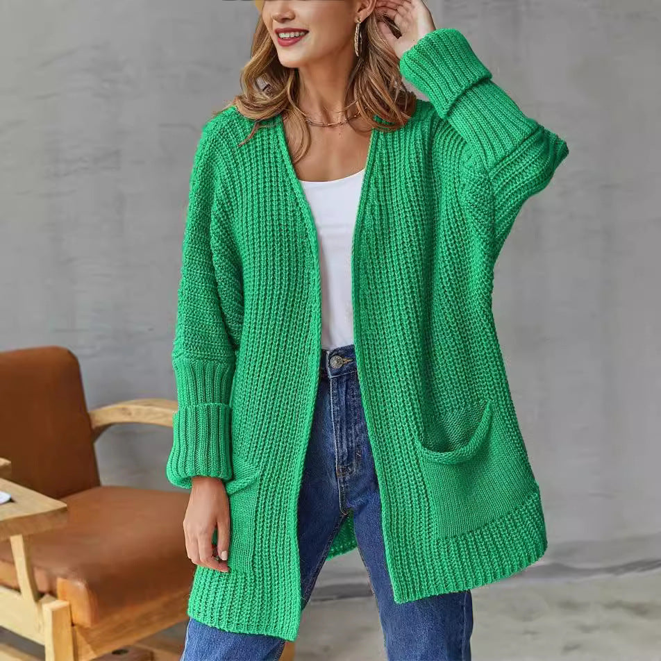 Jamie - Cardigan Lavorato a Maglia Larga con Maniche Lunghe e Caldo