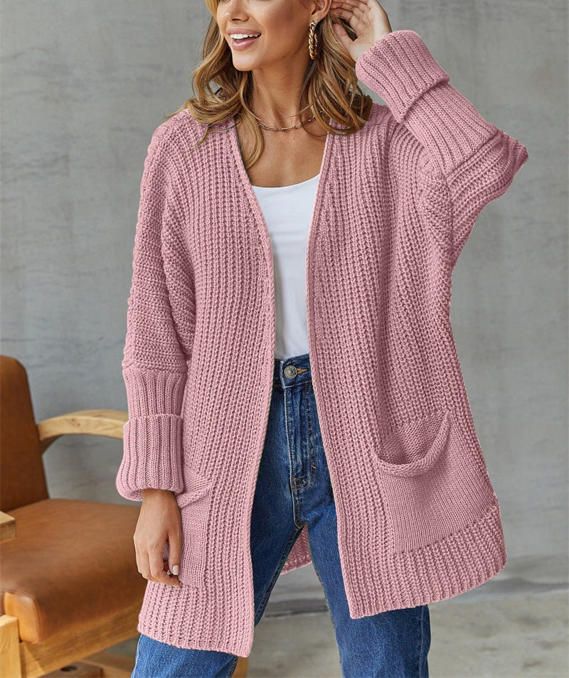 Jamie - Cardigan Lavorato a Maglia Larga con Maniche Lunghe e Caldo