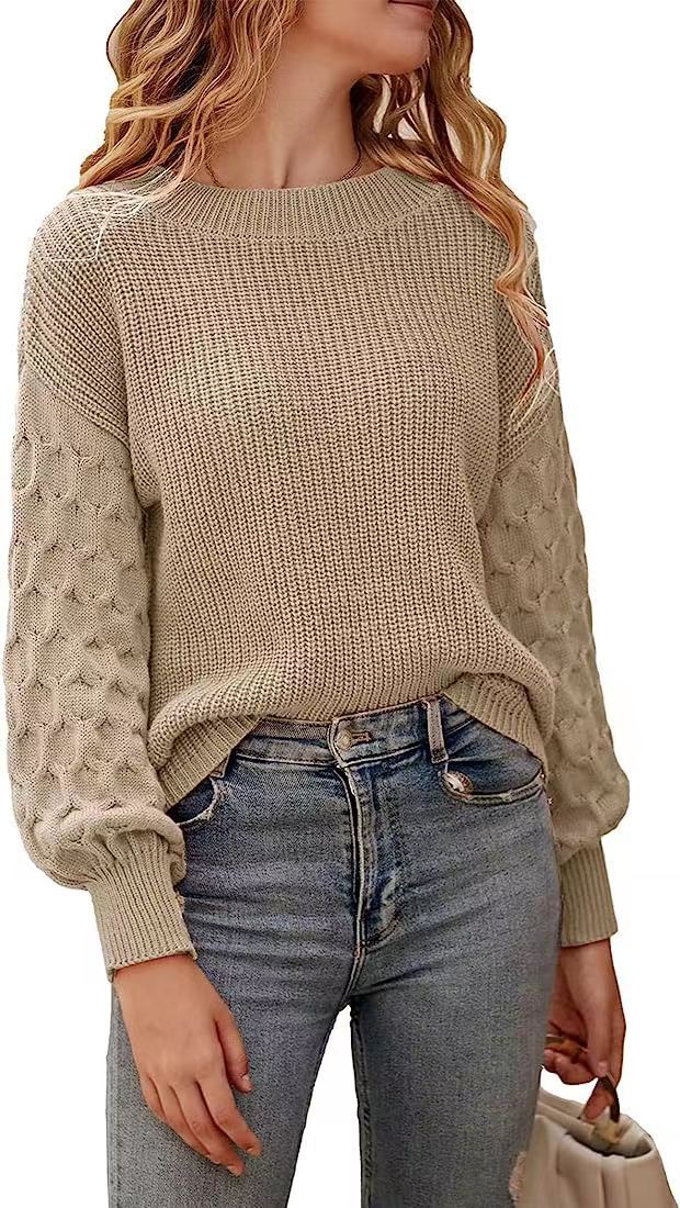 Vickie - Maglione casual a collo rotondo lavorato a maglia
