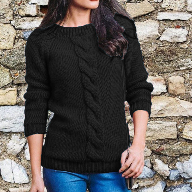 Theresia - Maglione caldo in maglia con girocollo, morbido e confortevole