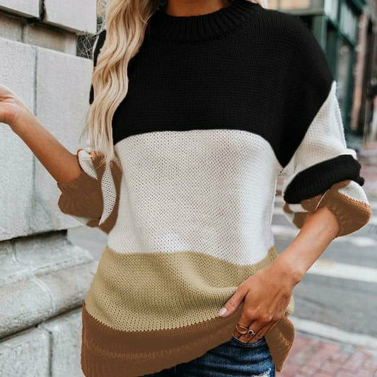 Nyree - Maglione caldo in maglia a righe dalla vestibilità ampia