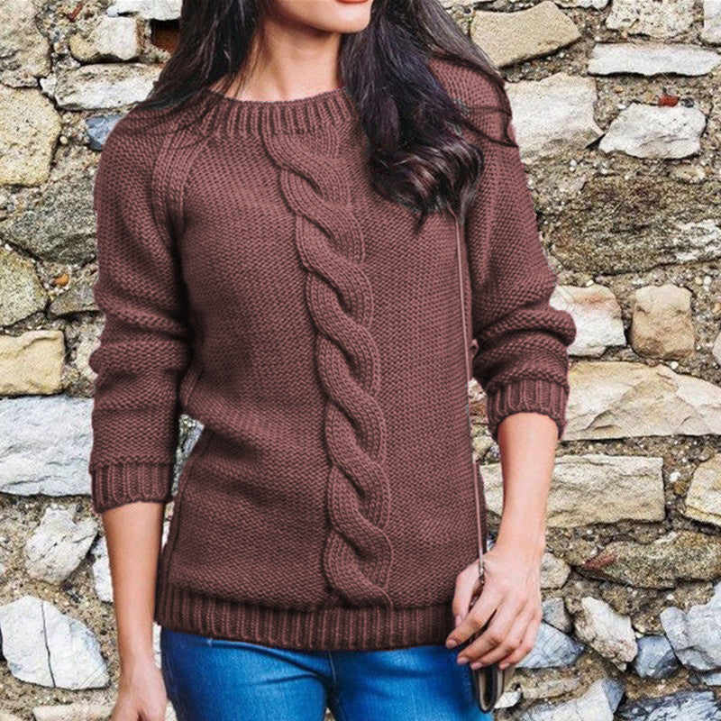 Theresia - Maglione caldo in maglia con girocollo, morbido e confortevole