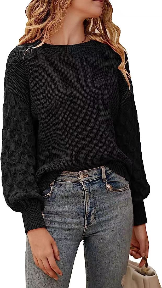 Vickie - Maglione casual a collo rotondo lavorato a maglia
