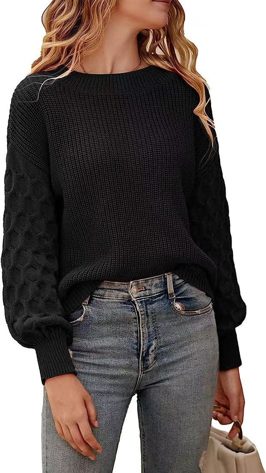 Vickie - Maglione casual a collo rotondo lavorato a maglia