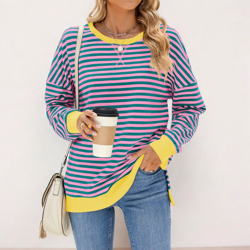 Trisha - Elegante maglione oversize a righe colorate