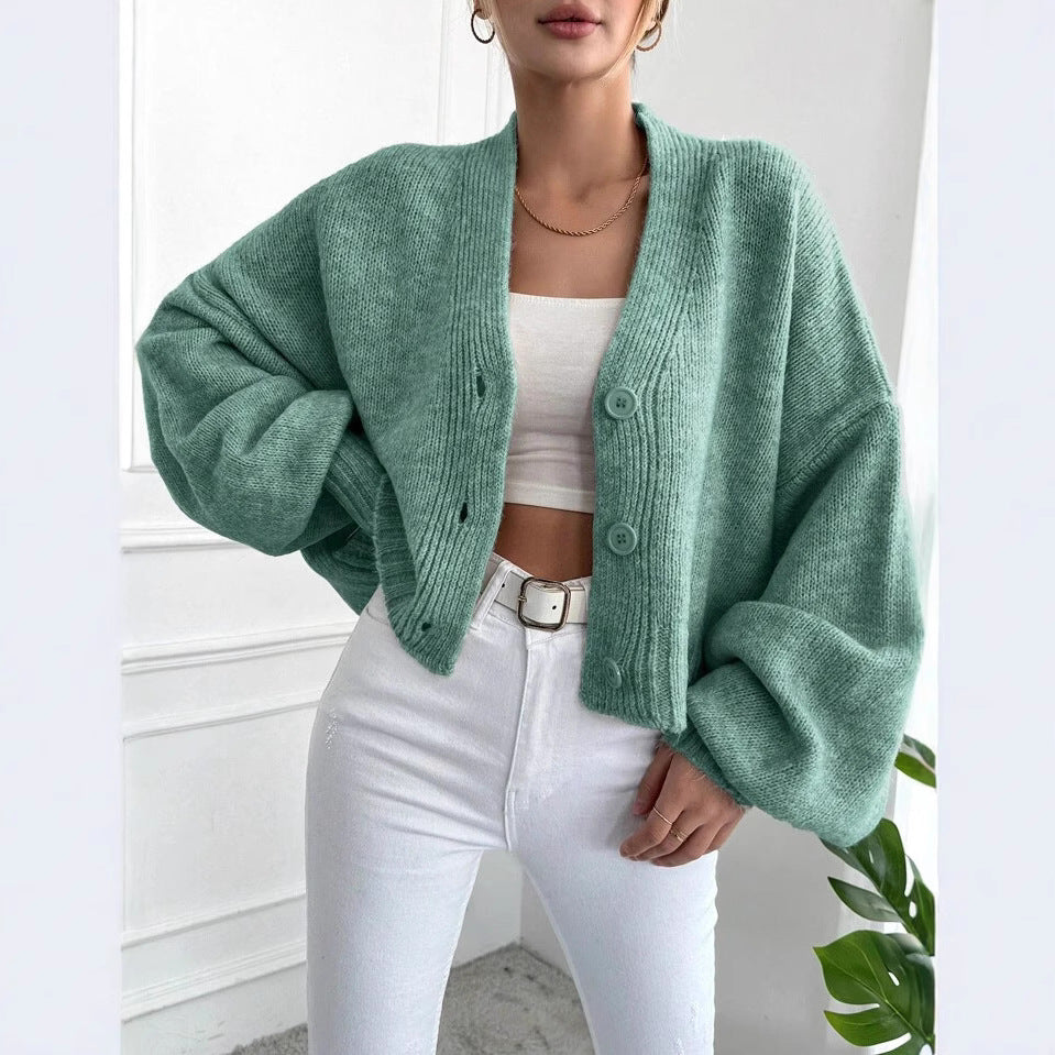 Thessaly - Cardigan oversize in maglia con bottoni frontali