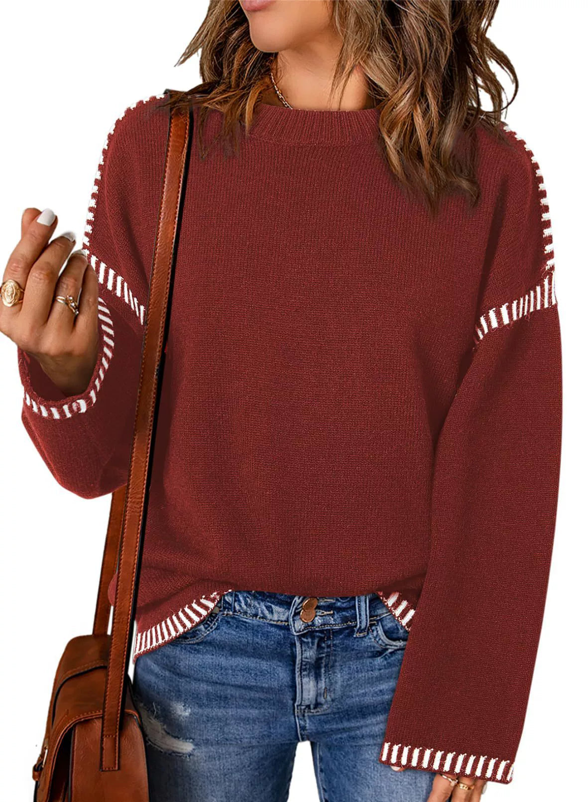 Zevina - Comodo maglione oversize a trecce
