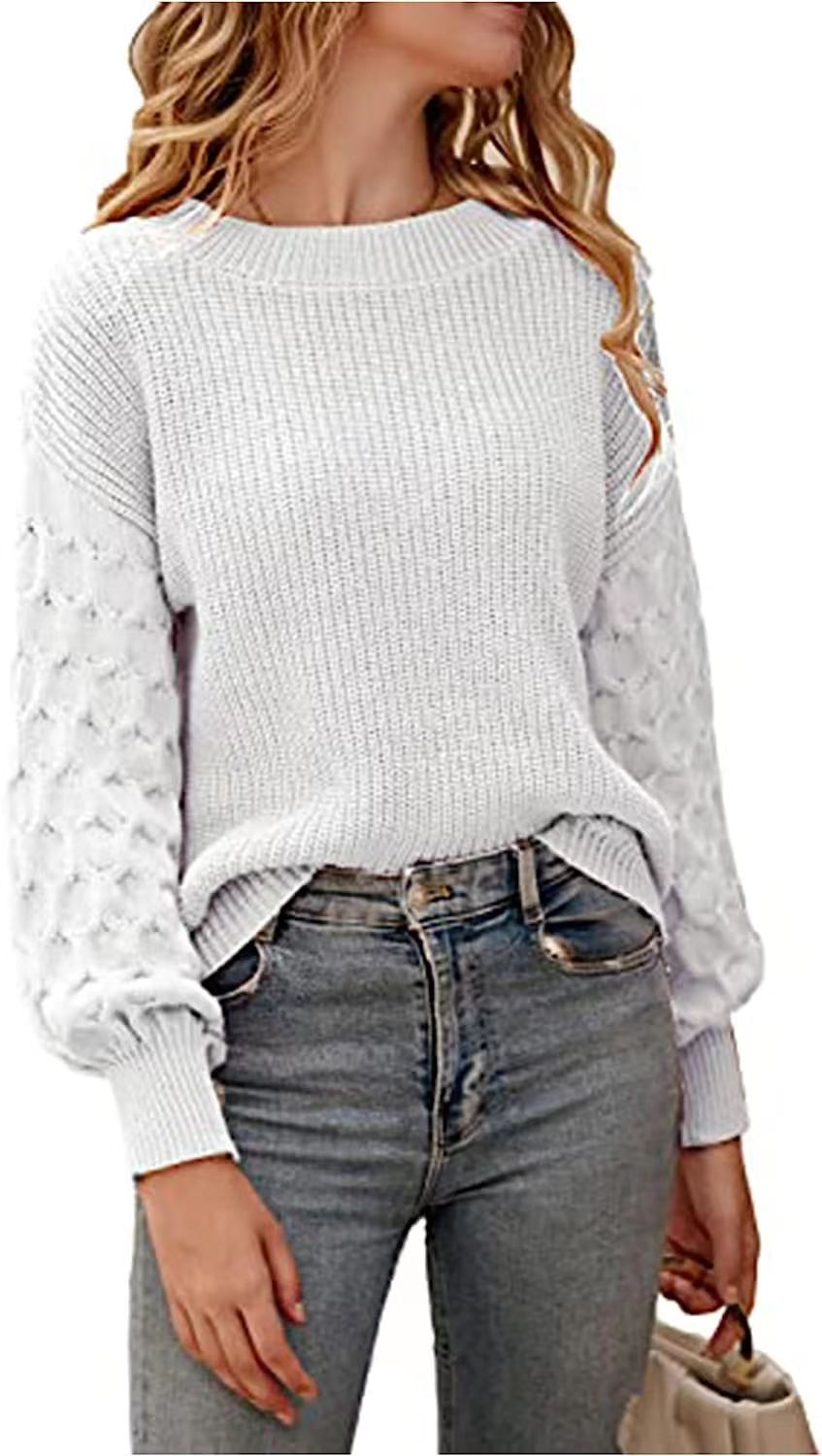 Vickie - Maglione casual a collo rotondo lavorato a maglia