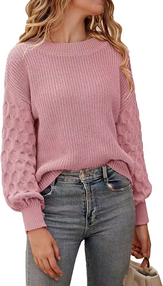 Vickie - Maglione casual a collo rotondo lavorato a maglia