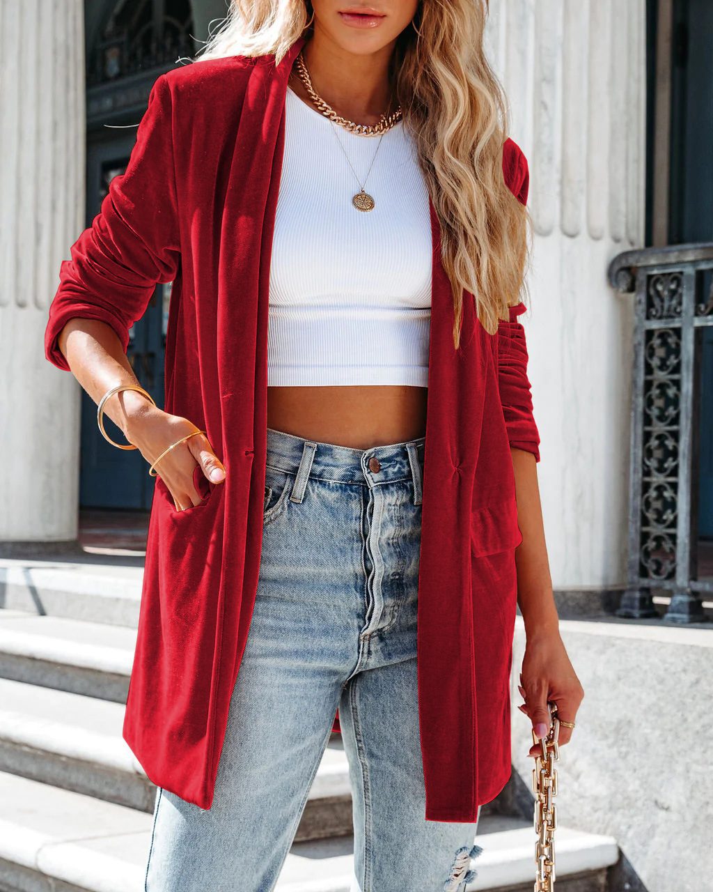 Lizzy - Cardigan blazer casual a apertura frontale
