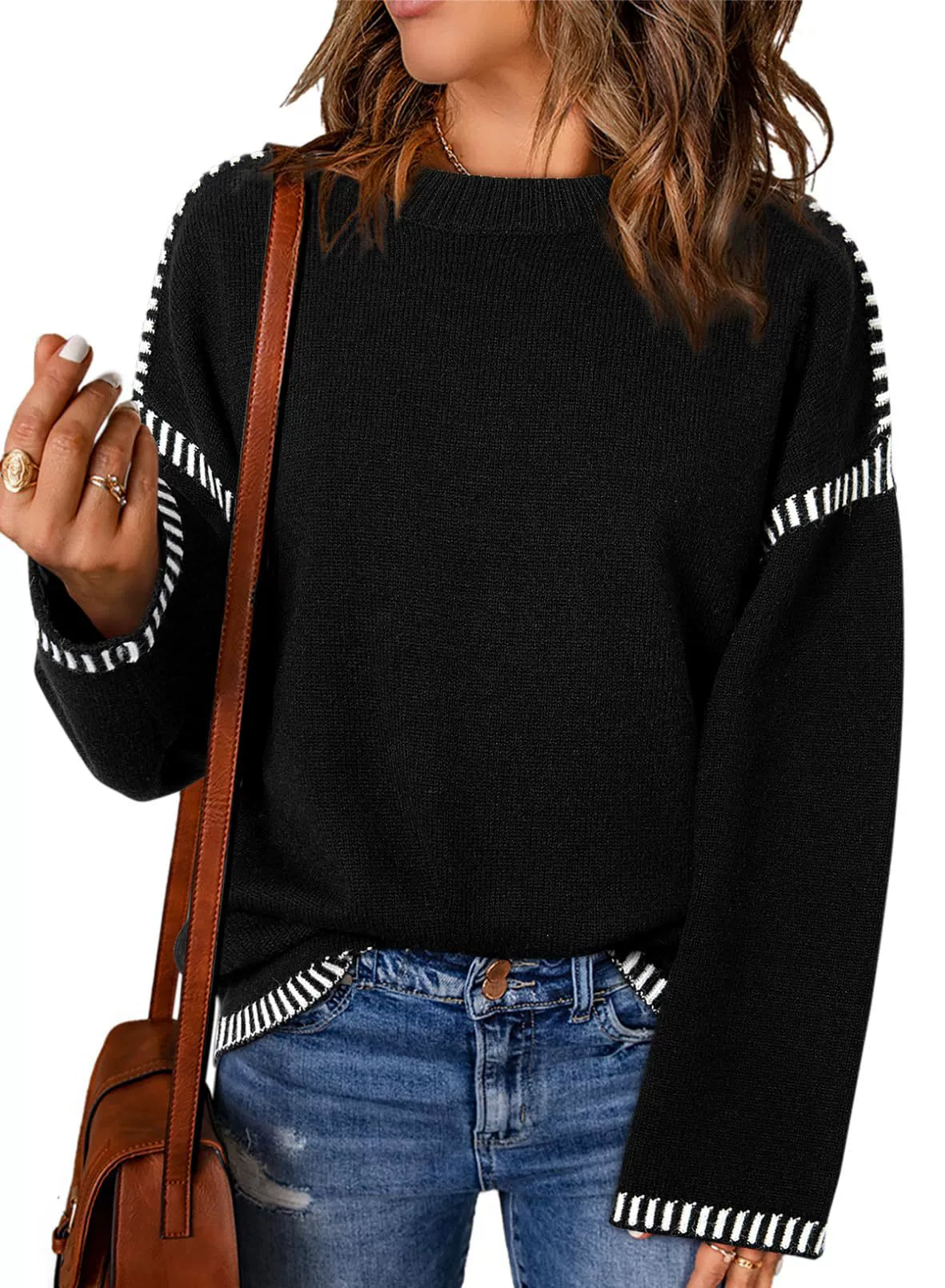 Zevina - Comodo maglione oversize a trecce