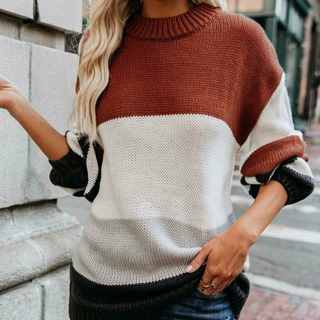 Nyree - Maglione caldo in maglia a righe dalla vestibilità ampia