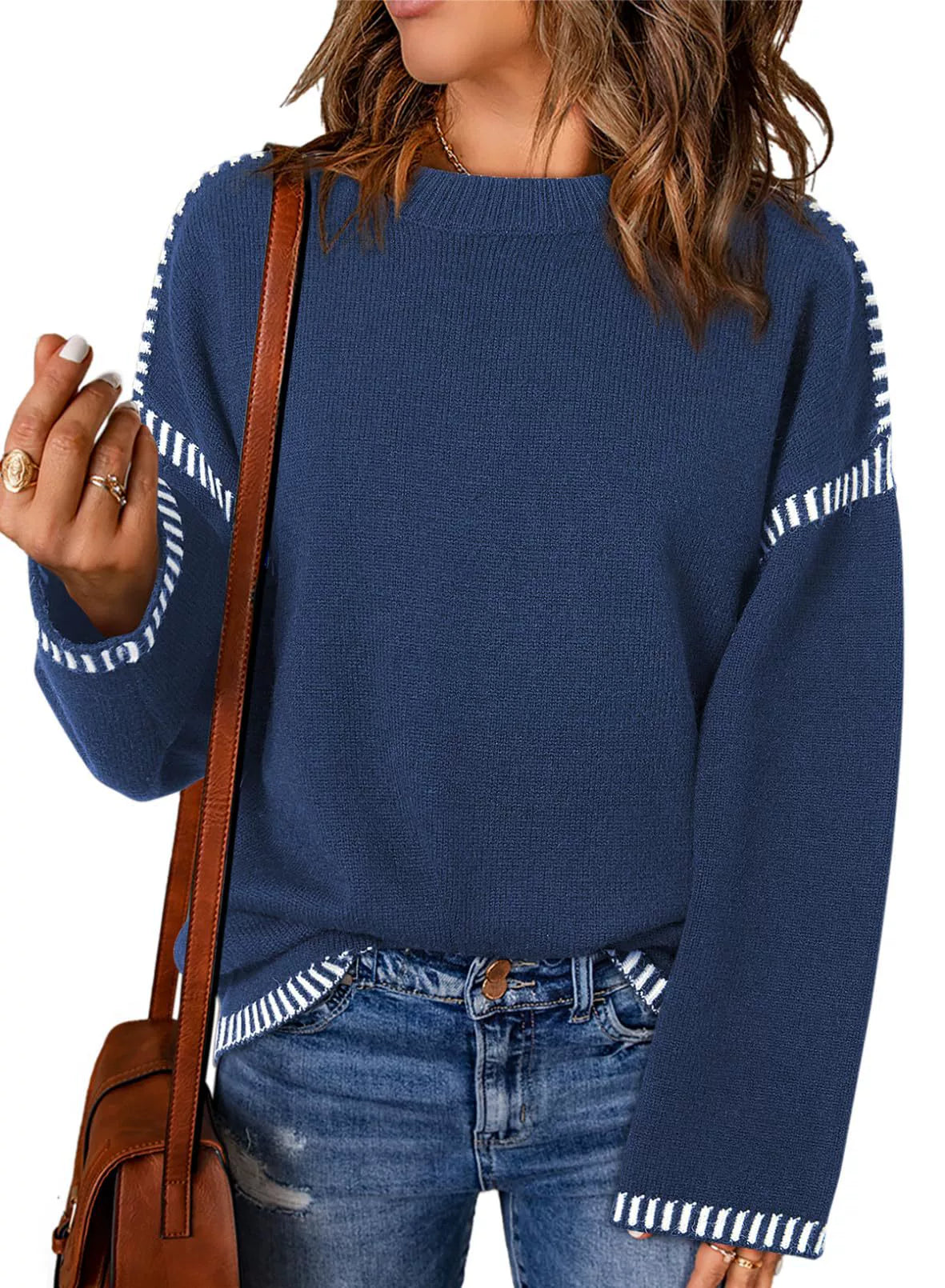 Zevina - Comodo maglione oversize a trecce