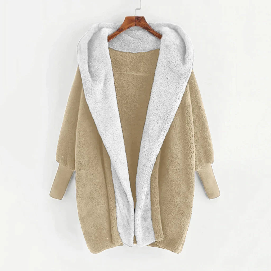 Theressa - Cardigan stiloso in peluche caldo con cappuccio