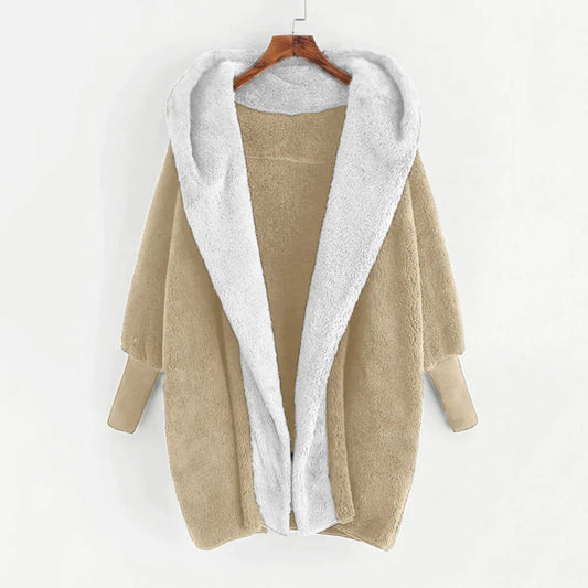 Theressa - Cardigan stiloso in peluche caldo con cappuccio