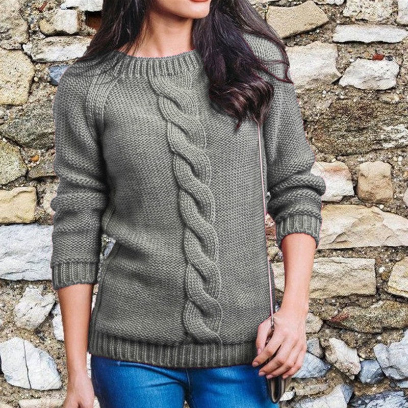 Theresia - Maglione caldo in maglia con girocollo, morbido e confortevole