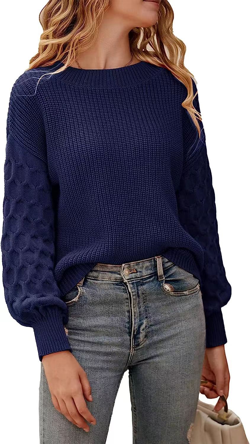 Vickie - Maglione casual a collo rotondo lavorato a maglia