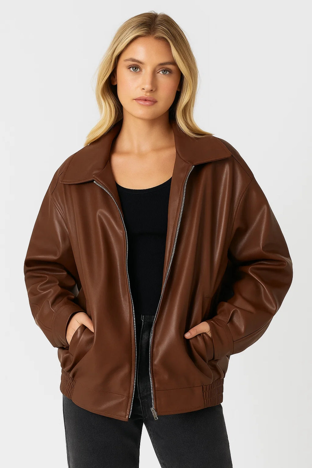 Giacca Bomber Oversize da Donna in Similpelle