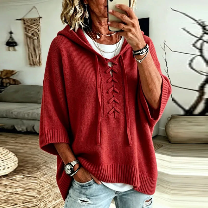 Felpa Oversize con Lacci da Donna