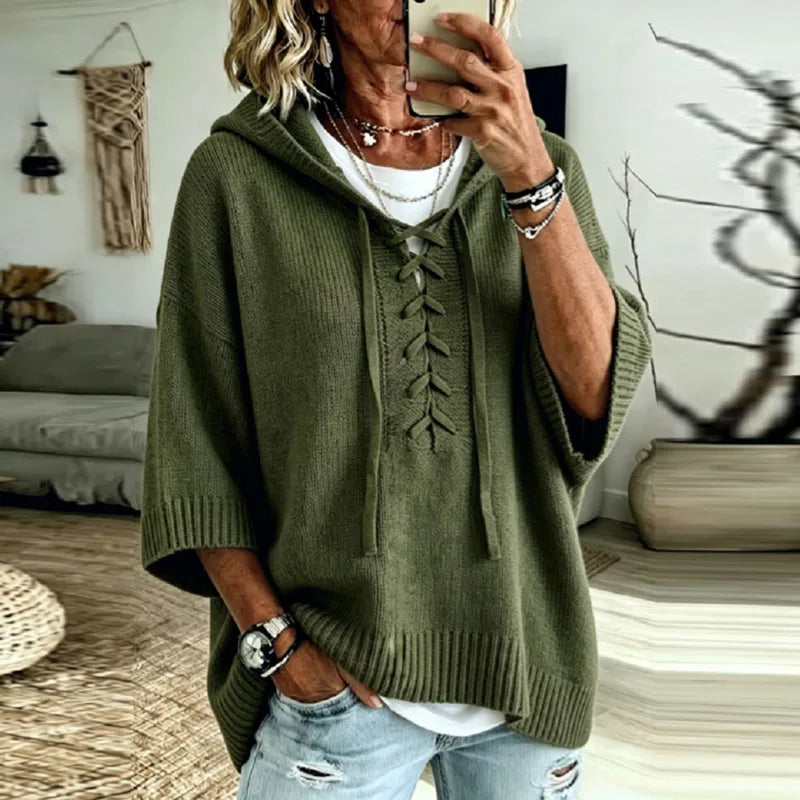 Felpa Oversize con Lacci da Donna
