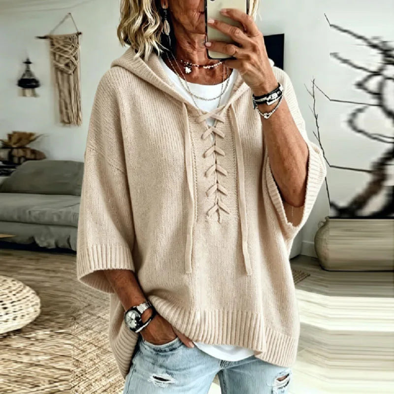 Felpa Oversize con Lacci da Donna