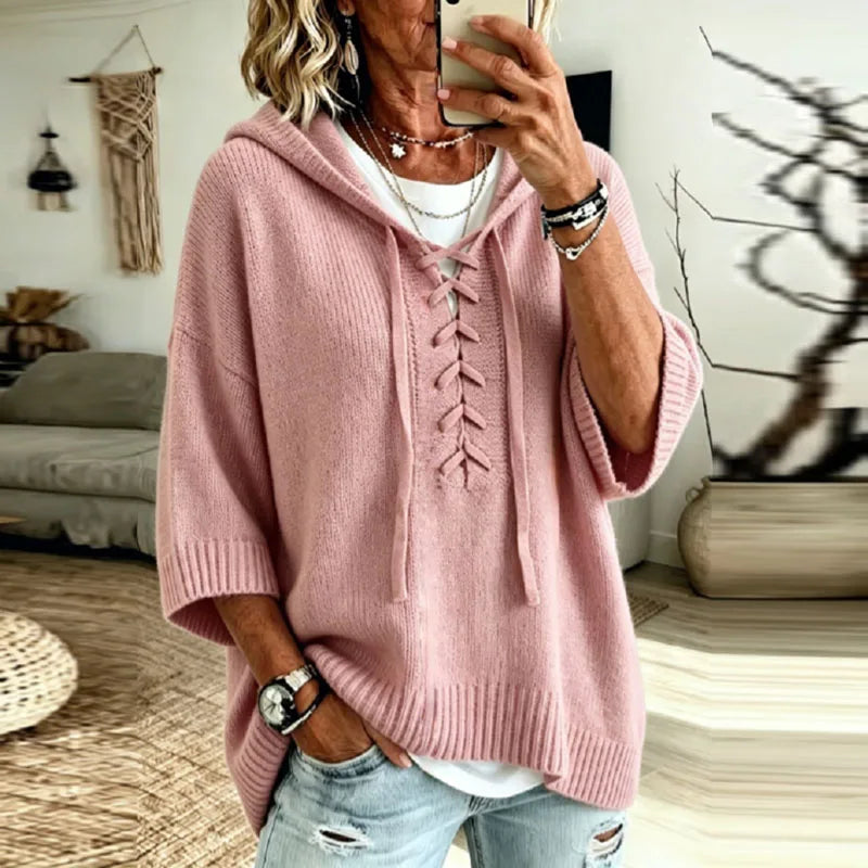 Felpa Oversize con Lacci da Donna