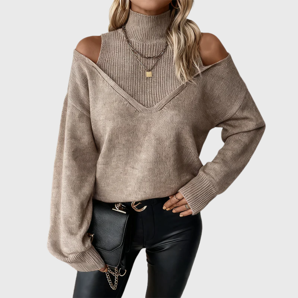 Johana - Maglione dolcevita elegante off-shoulder