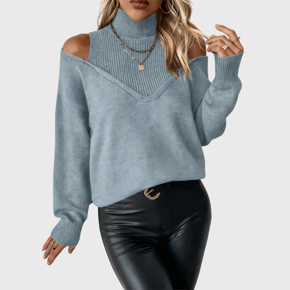 Johana - Maglione dolcevita elegante off-shoulder