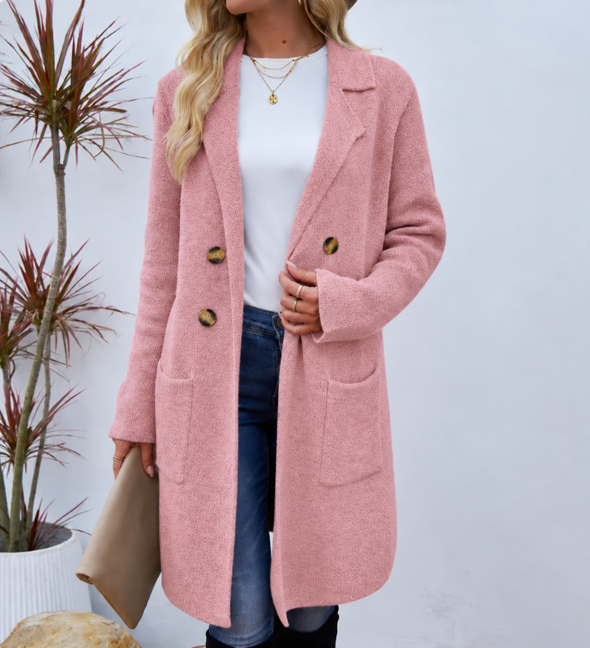 Cappotto da Donna in Maglia con Bottoni