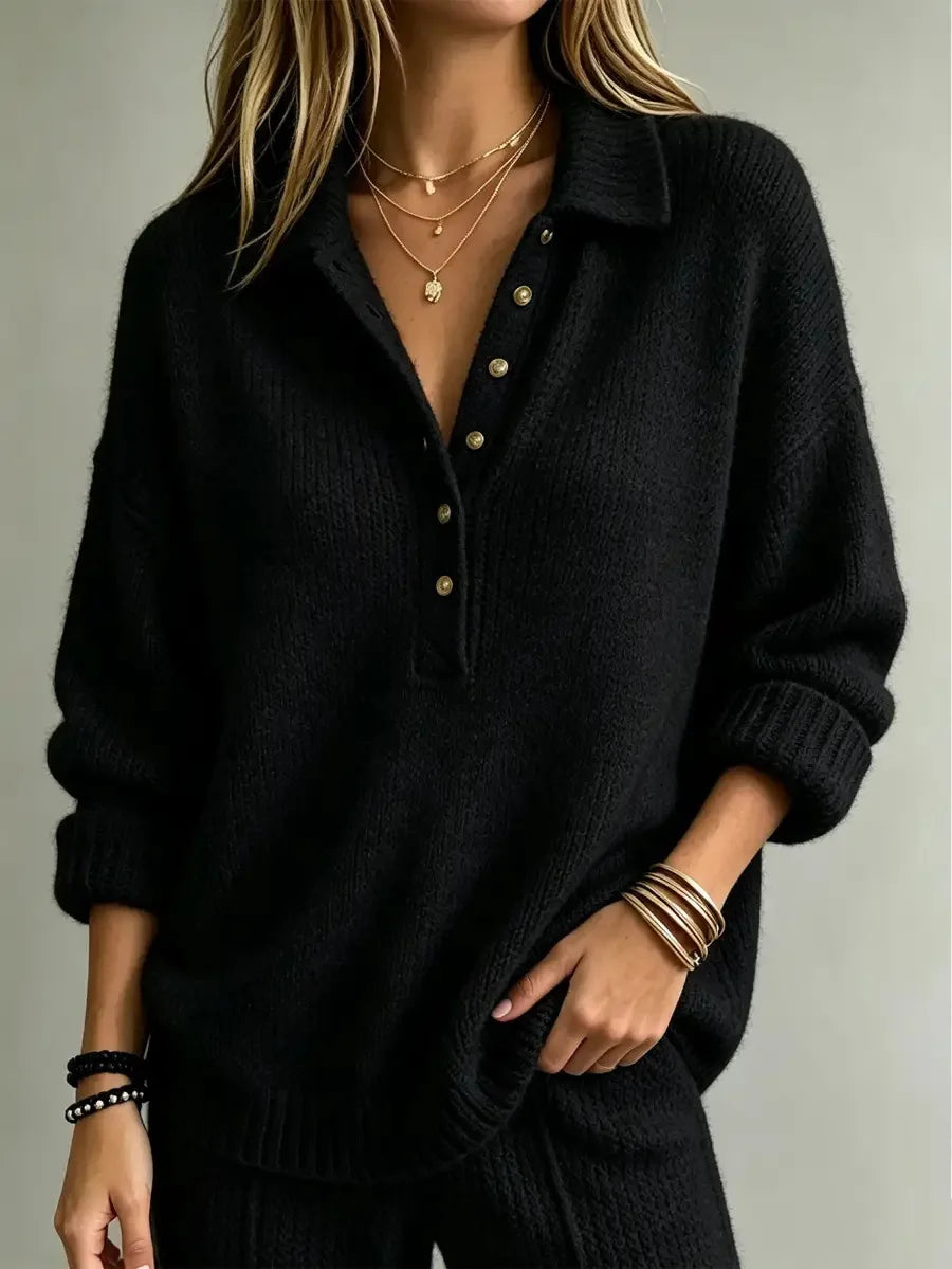 Maglione Polo da Donna con Bottoni Dorati