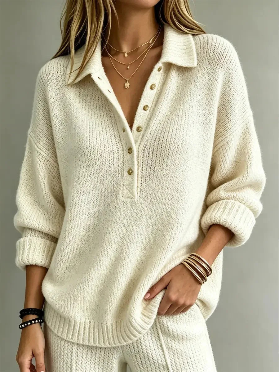 Maglione Polo da Donna con Bottoni Dorati