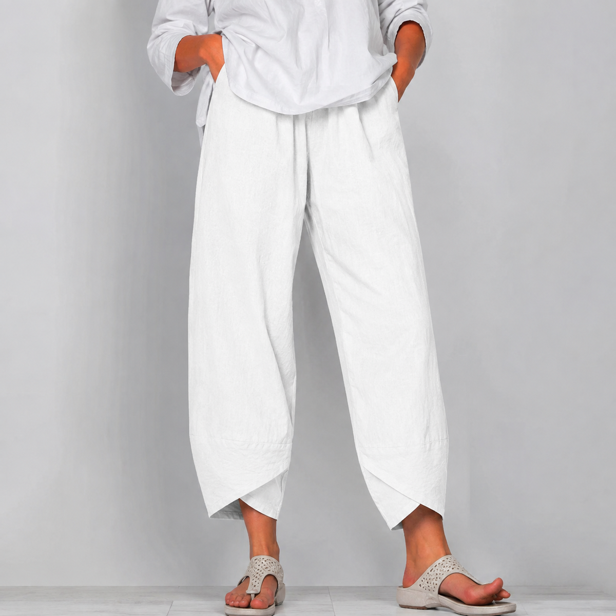 Pantaloni Larghi da Donna in Lino dal Taglio Rilassato